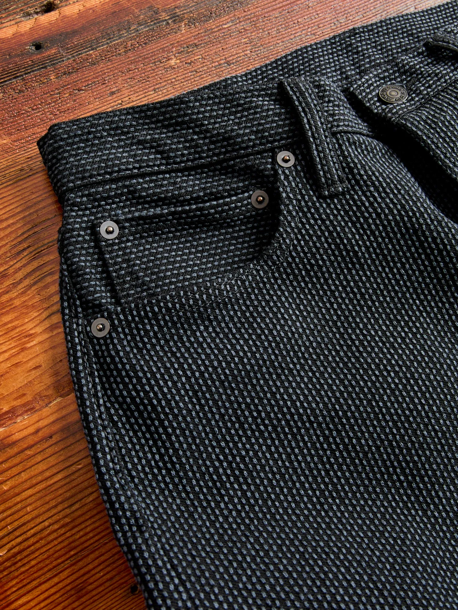 1170-2-BK Grey Black Sashiko Denim - Relaxed Tapered Fit