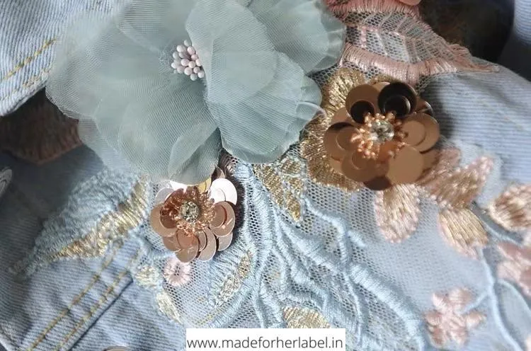 3D Embroidered Denim Jacket