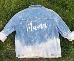 Adult Bleach Dye Denim Jacket - Mama