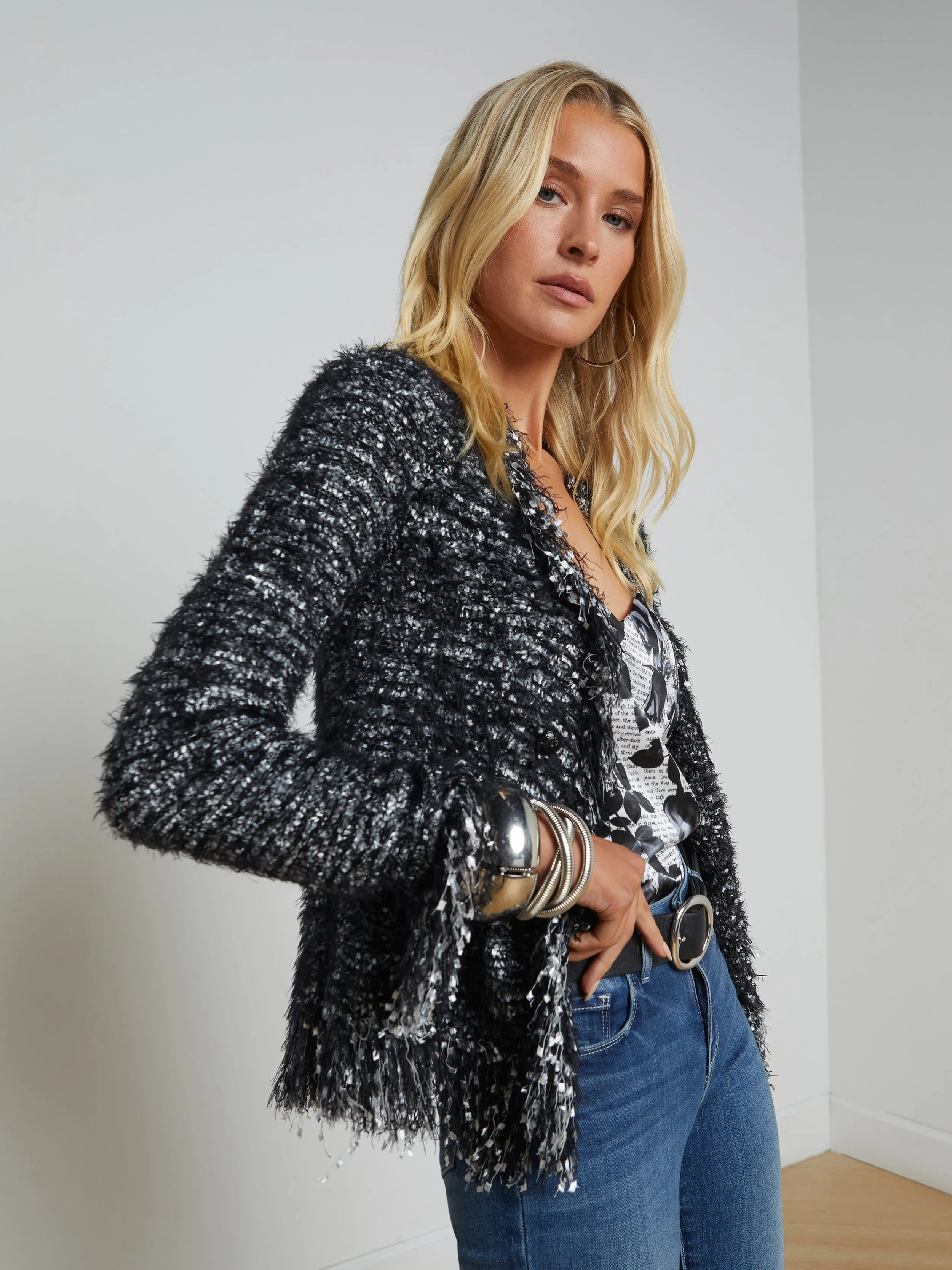 Azure Fringe Cardigan Blazer