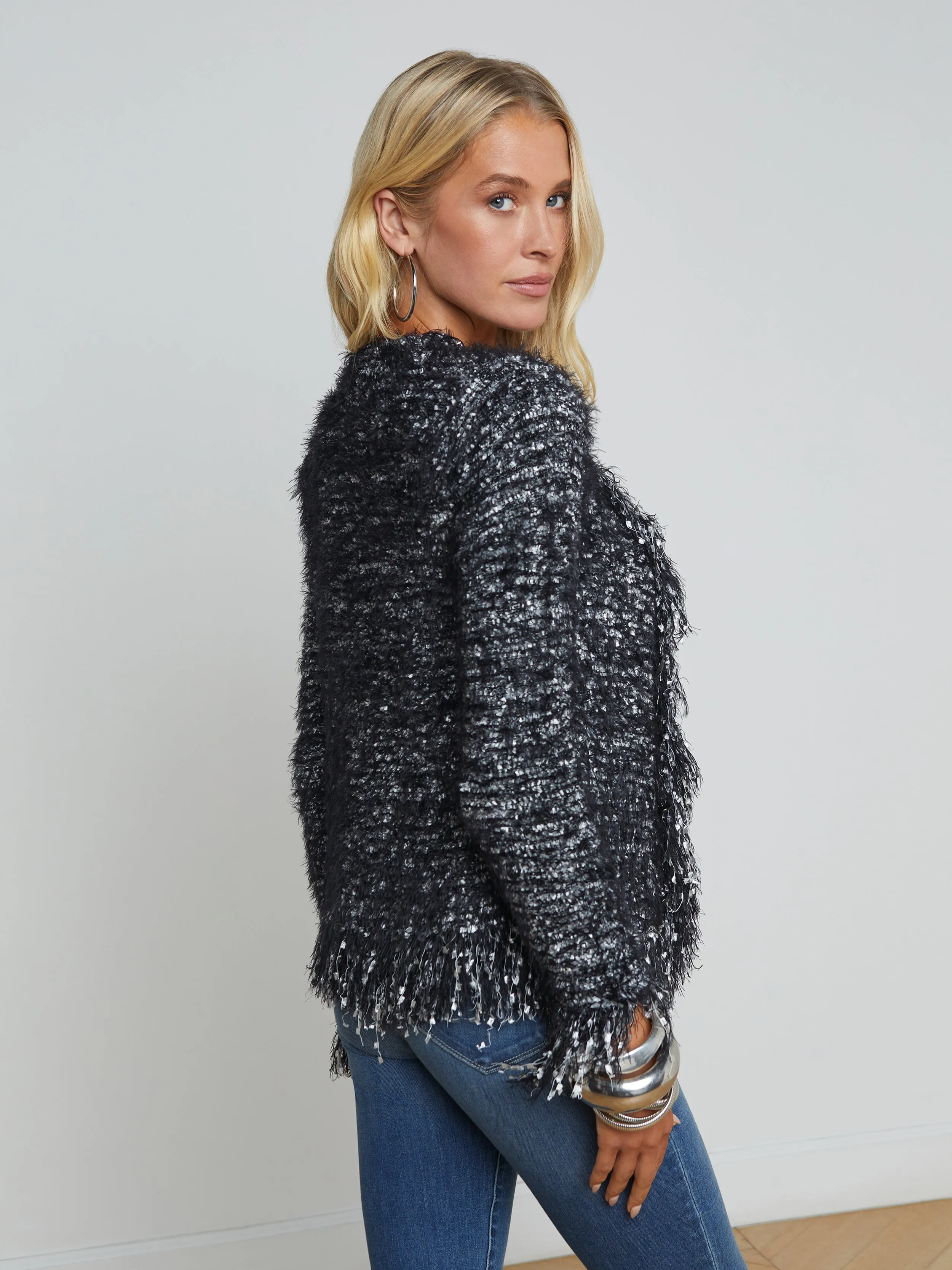 Azure Fringe Cardigan Blazer