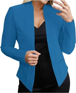 Blazers for Women Open Front Long Sleeve Slim Fit Short Blazer Work Office Suit Jackets Business Casual Outfits