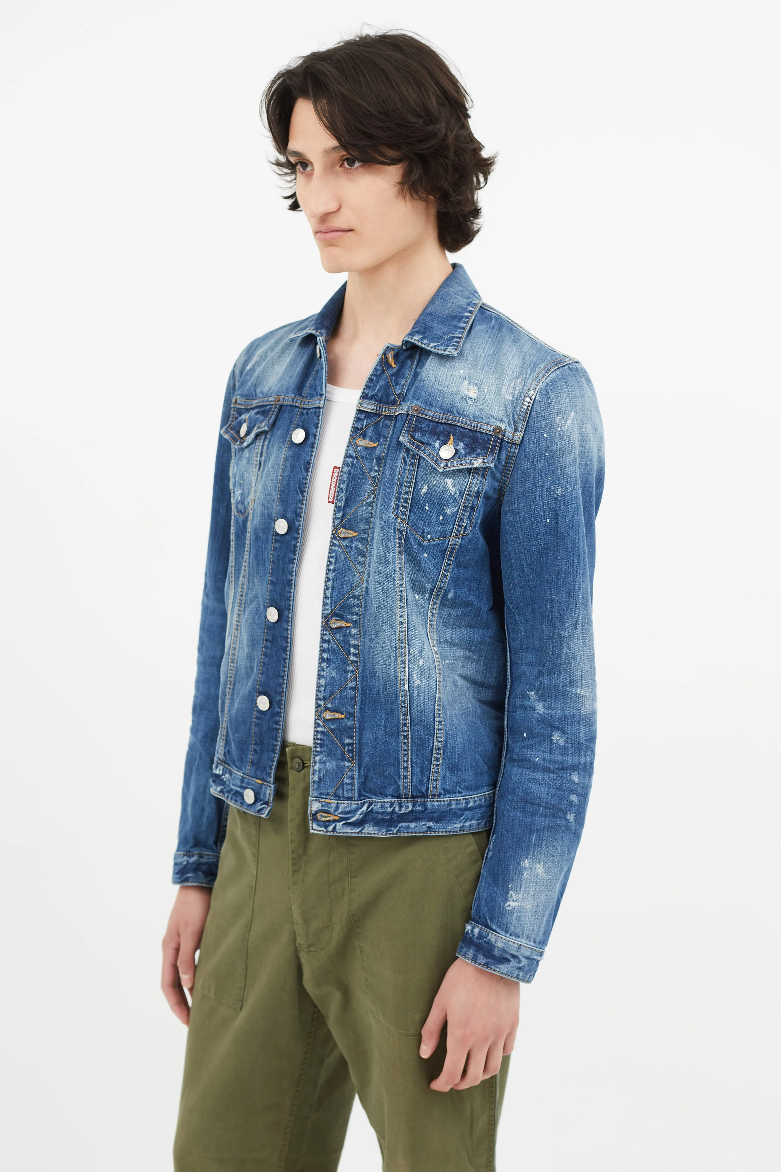 Blue Distressed Denim Jacket