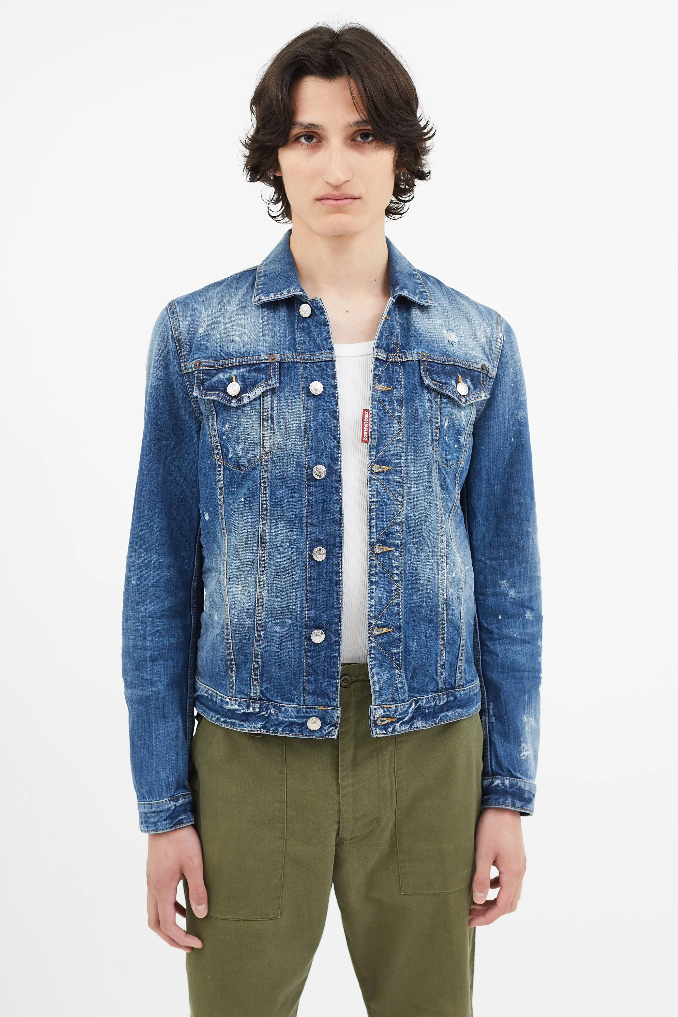 Blue Distressed Denim Jacket