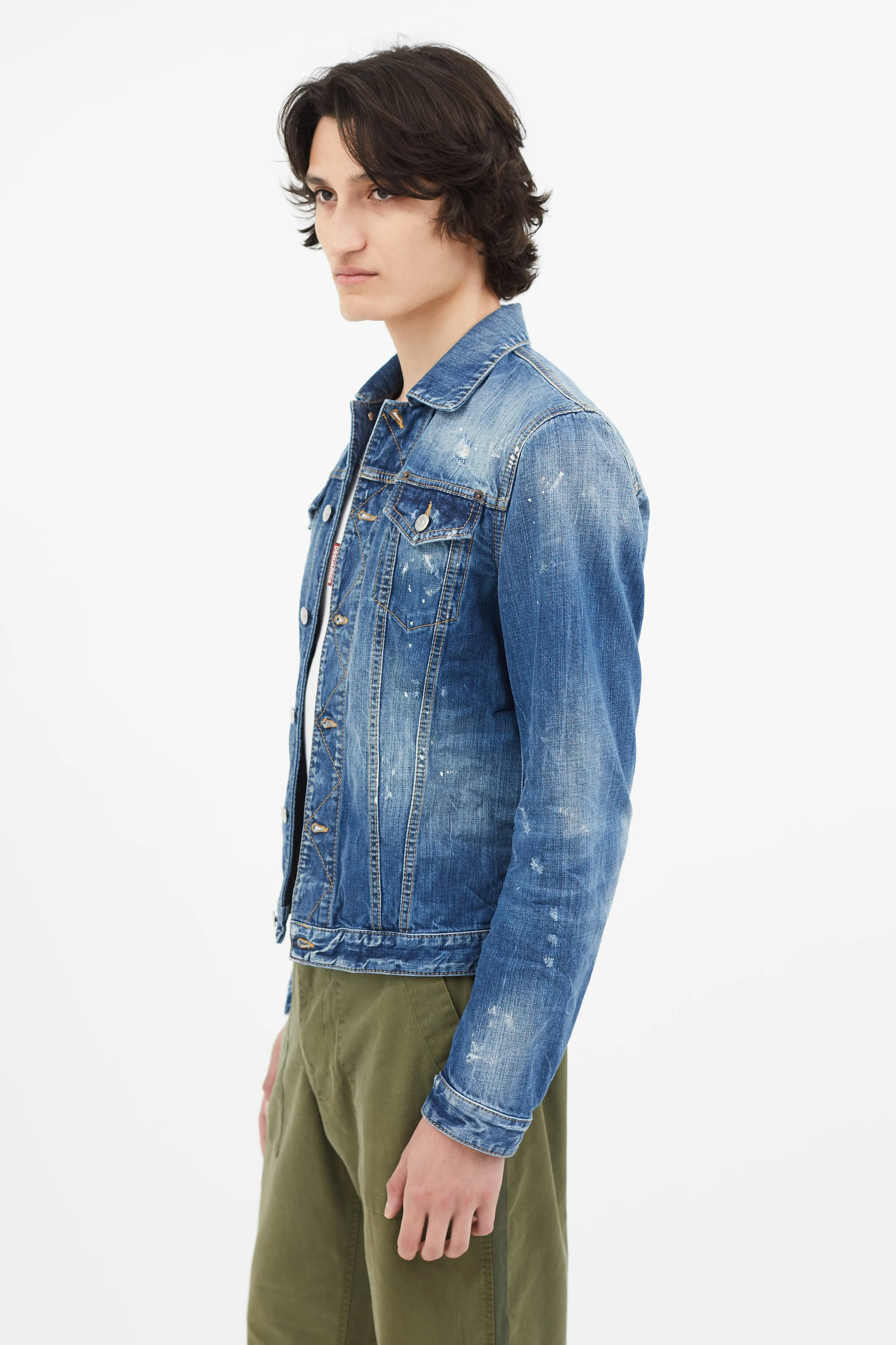 Blue Distressed Denim Jacket