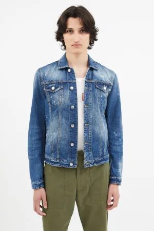 Blue Distressed Denim Jacket