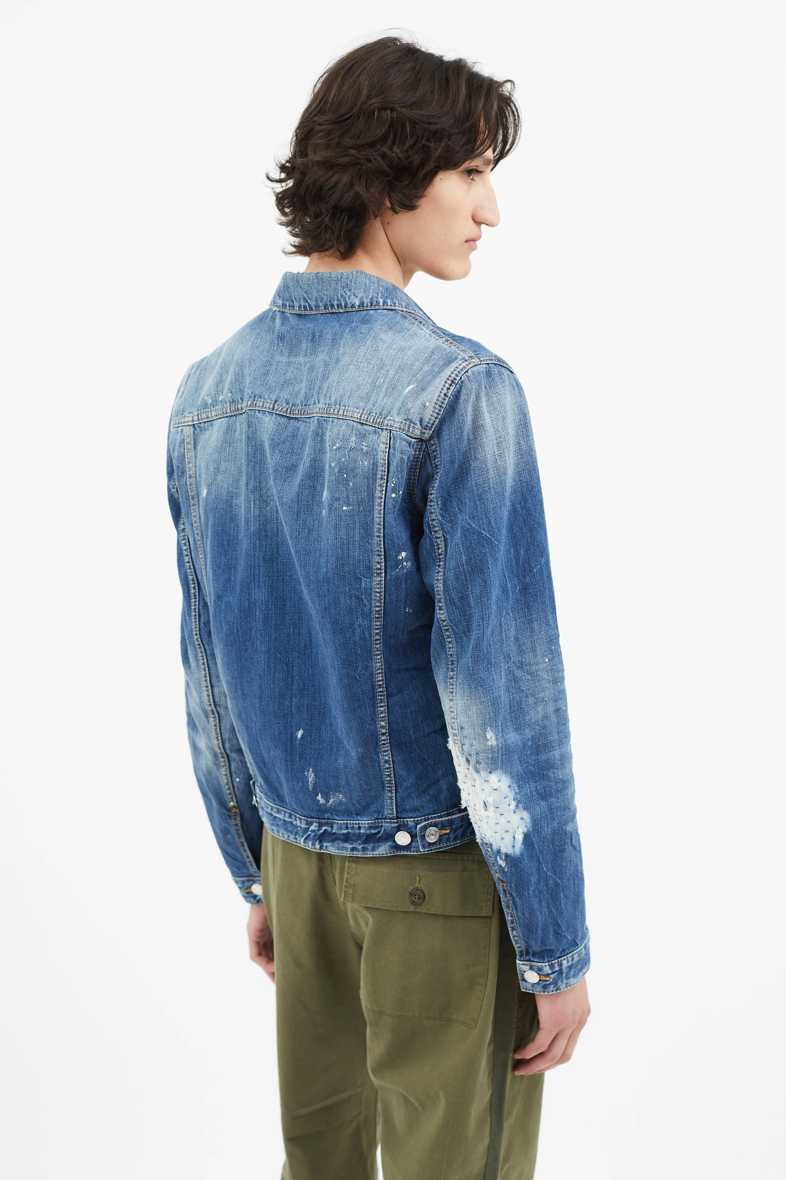 Blue Distressed Denim Jacket