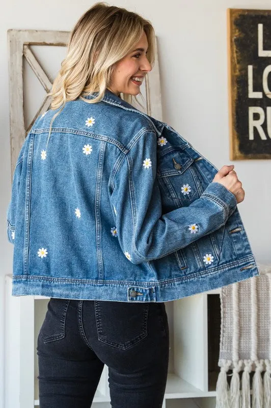 Daisy Embroidered Denim Jacket