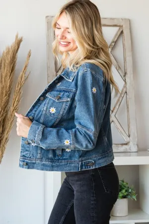 Daisy Embroidered Denim Jacket