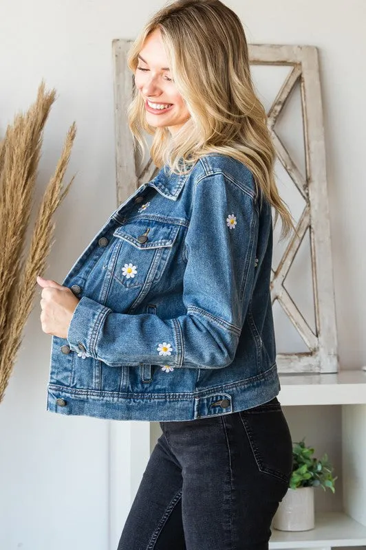 Daisy Embroidered Denim Jacket