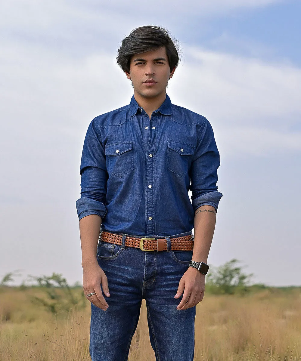 Dark Blue Men Denim Shirt | El Denim Vol. 1: Highway | Weave Wardrobe