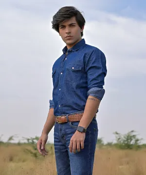 Dark Blue Men Denim Shirt | El Denim Vol. 1: Highway | Weave Wardrobe