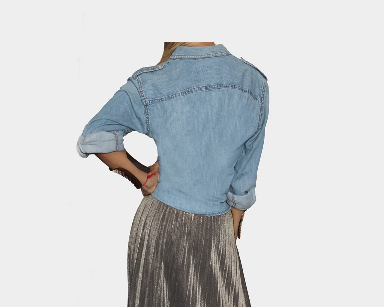 Dark jean like Washed Denim Long Sleeve Shirt - The Milan