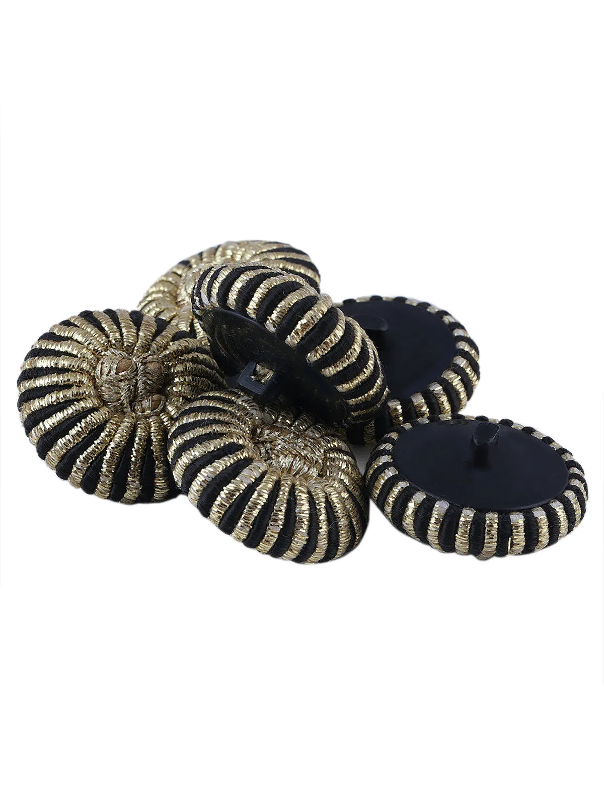Decorative Metallic Gold & Black Fancy Cord Button