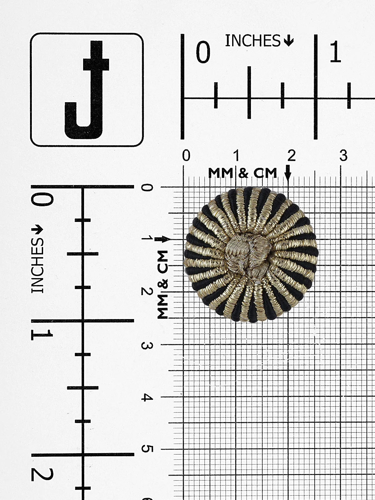 Decorative Metallic Gold & Black Fancy Cord Button
