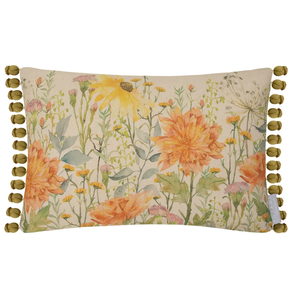 Delamere Printed Pom Pom Cushion Linen