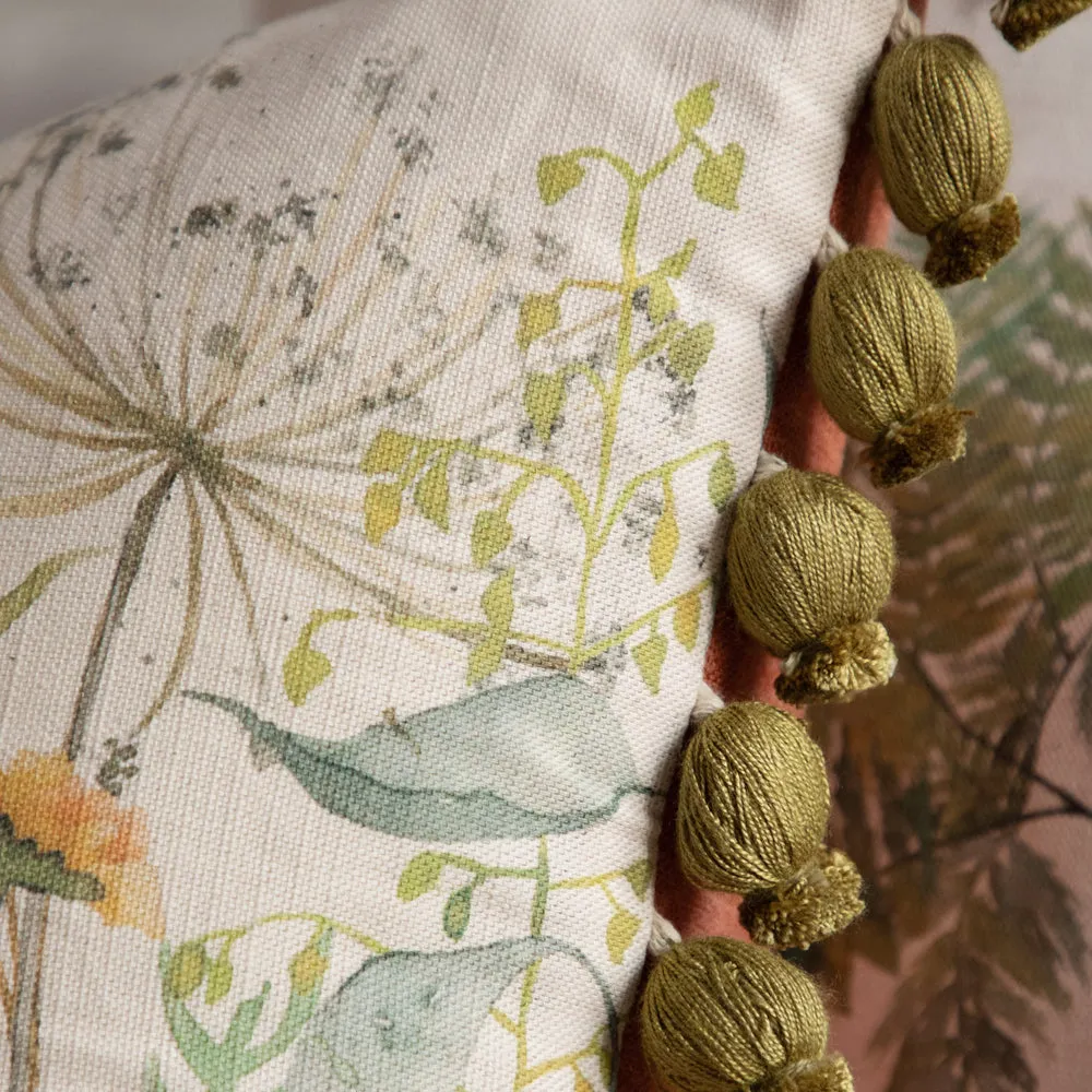 Delamere Printed Pom Pom Cushion Linen