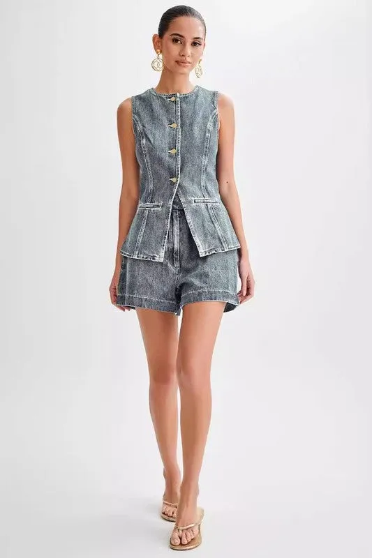 denim two pieces short & top
