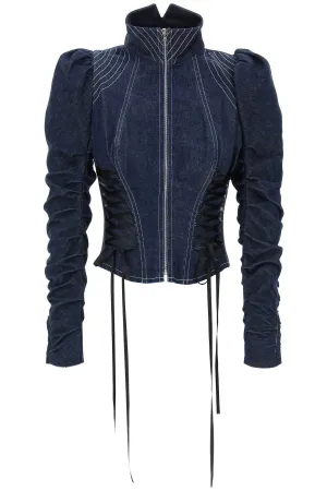 DILARA FINDIKOGLU denim jacket with corset detailing