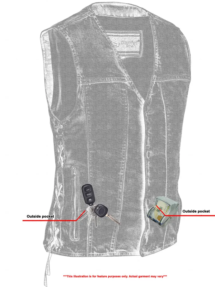 DM    Men's Single Back Panel Concealed Carry Denim Vest