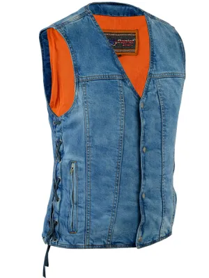DM    Men's Single Back Panel Concealed Carry Denim Vest