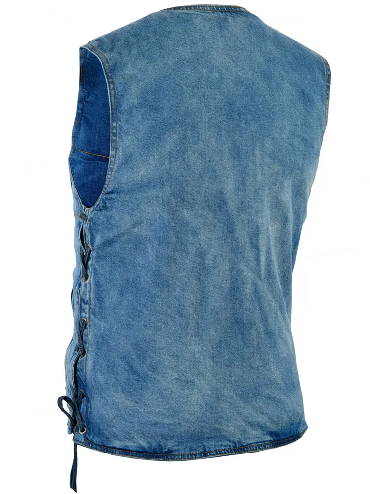 DM    Men's Single Back Panel Concealed Carry Denim Vest
