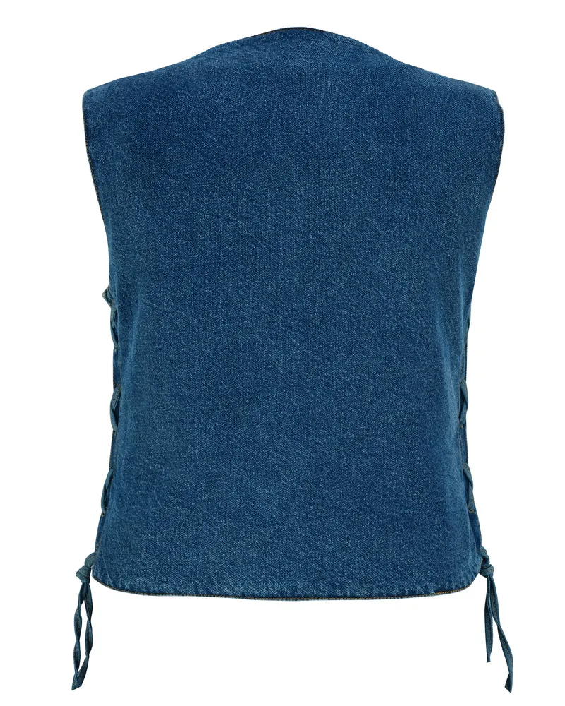 DM Women's 6 Pocket Denim Utility Vest - Blue