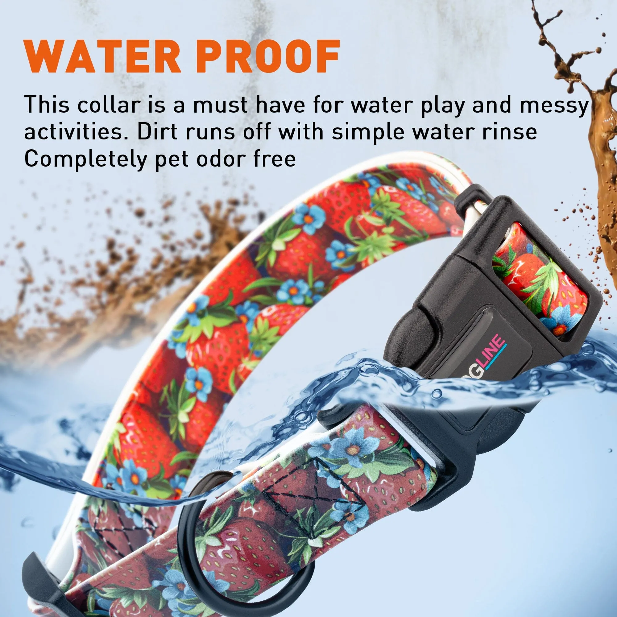 Dogline Biothane Full Color Design Printed Dog Collar with Quick Release Buckle