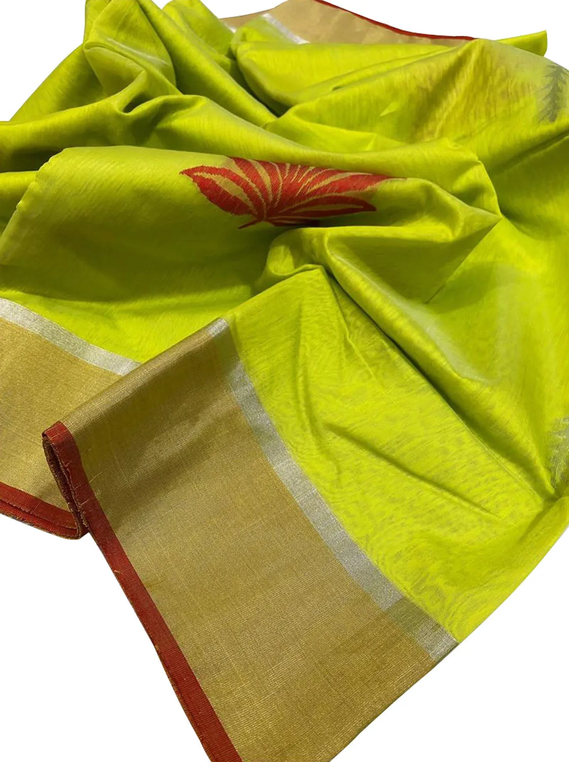 Exquisite Green Chanderi Handloom Silk Saree: A Timeless Elegance