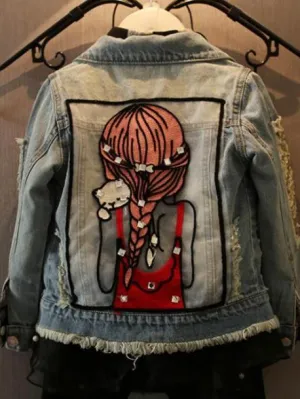 Girls A Girls Love for Kittens Denim Jacket