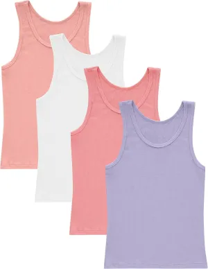 Hanes Girls' Originals Tank Pack, Supersoft Tank Top For Girls', Modal Stretch Rib Tanks, 4-Pack