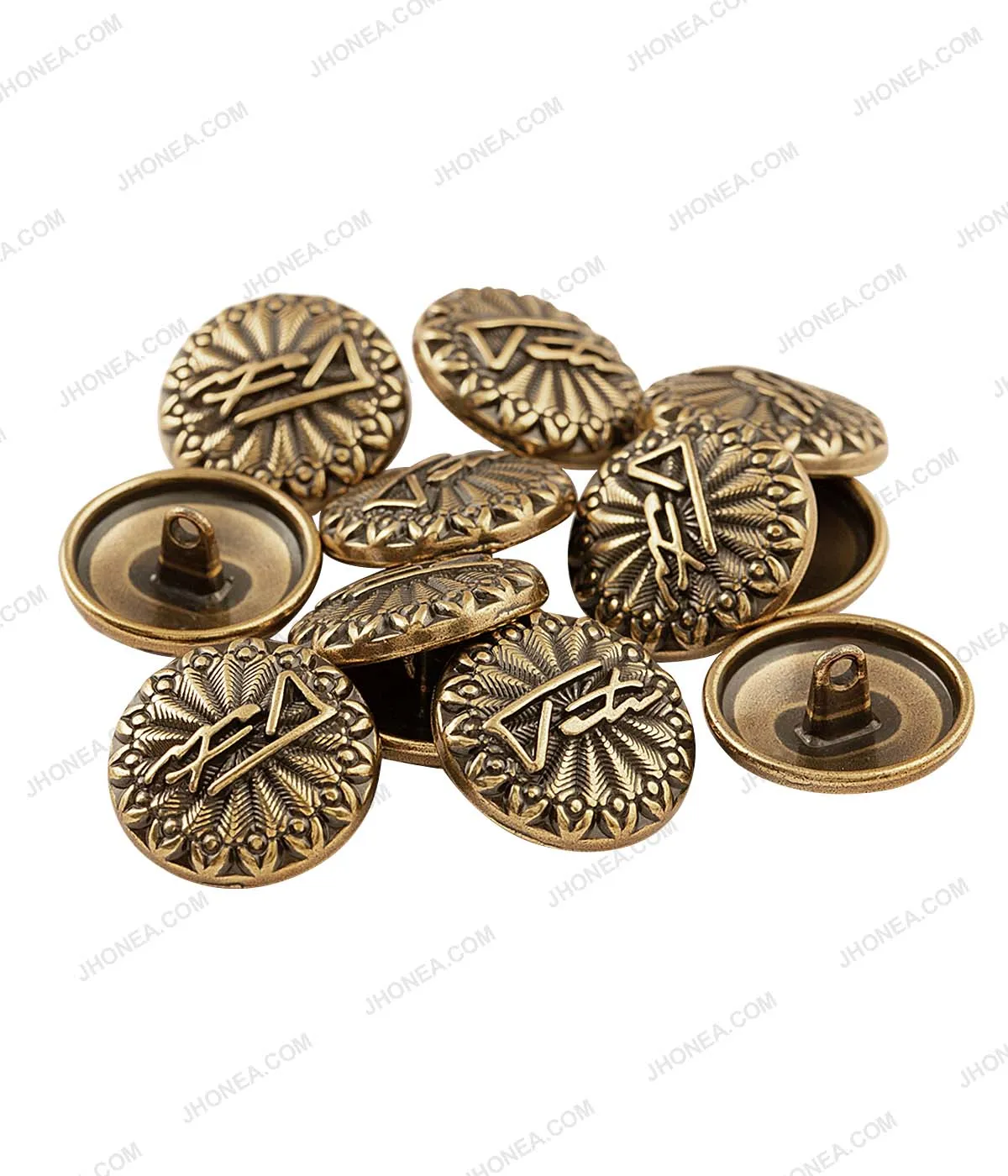 Indo-Western Style Antique Gold Metal Buttons for Jackets