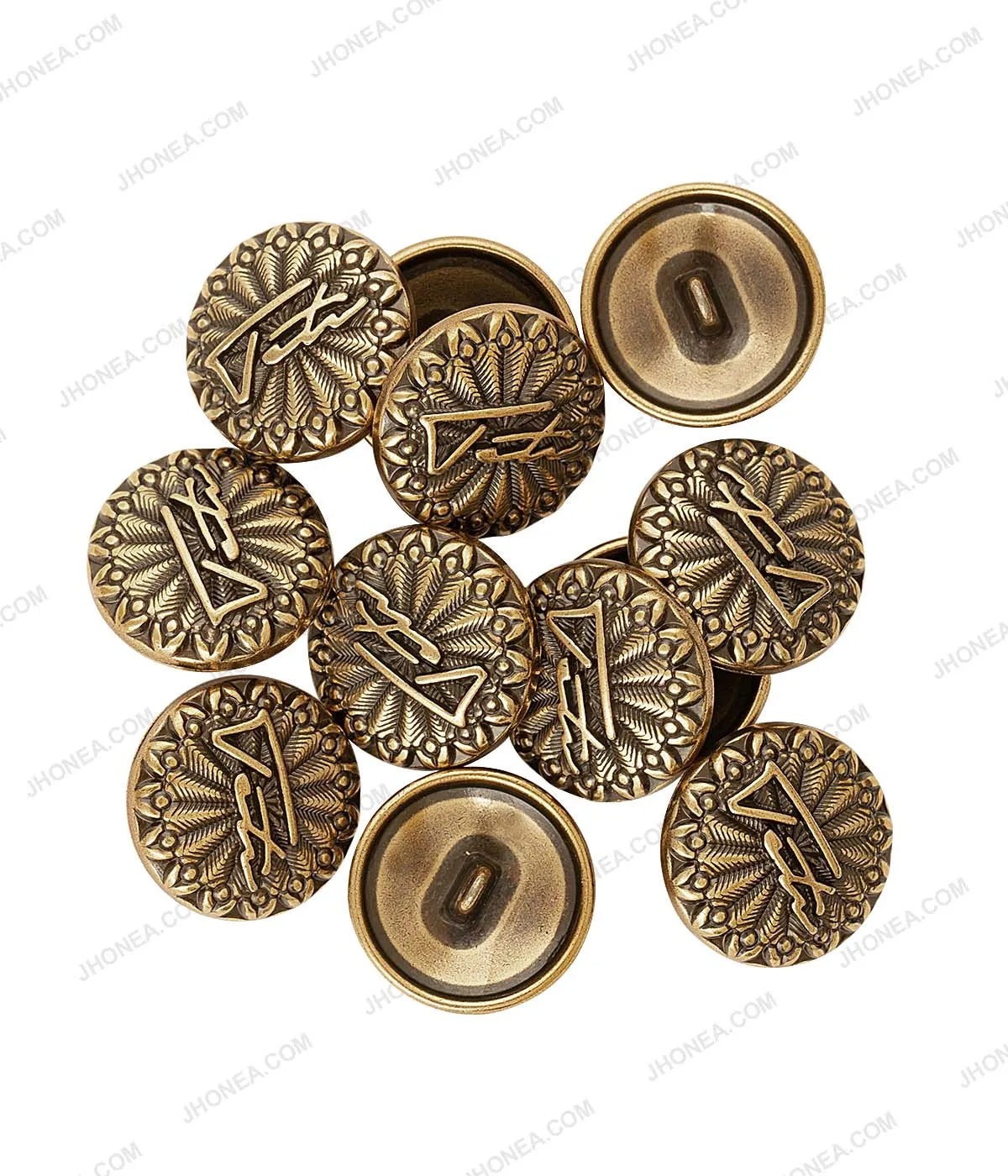 Indo-Western Style Antique Gold Metal Buttons for Jackets