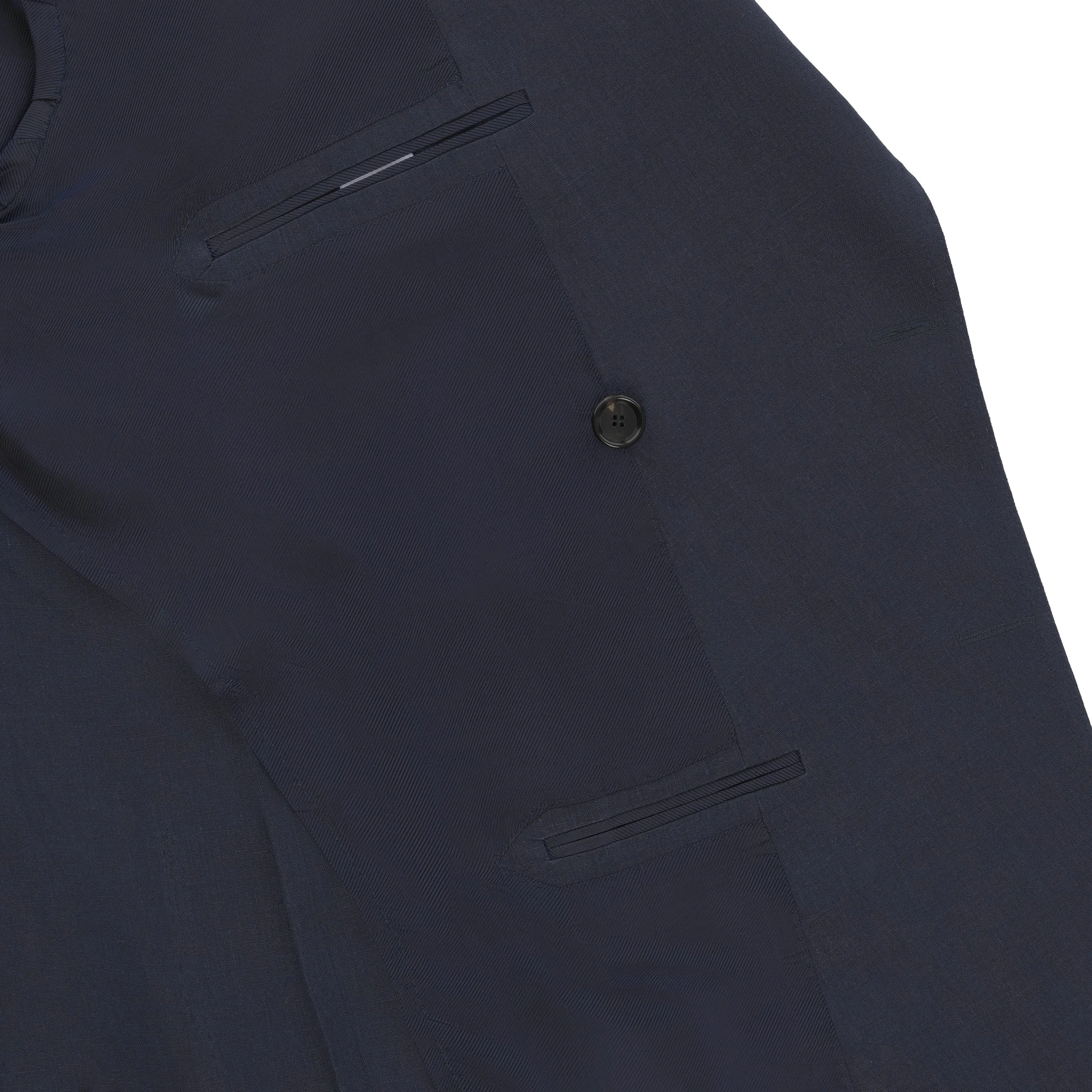 Linen Double-Breasted Jacket in Denim Blue