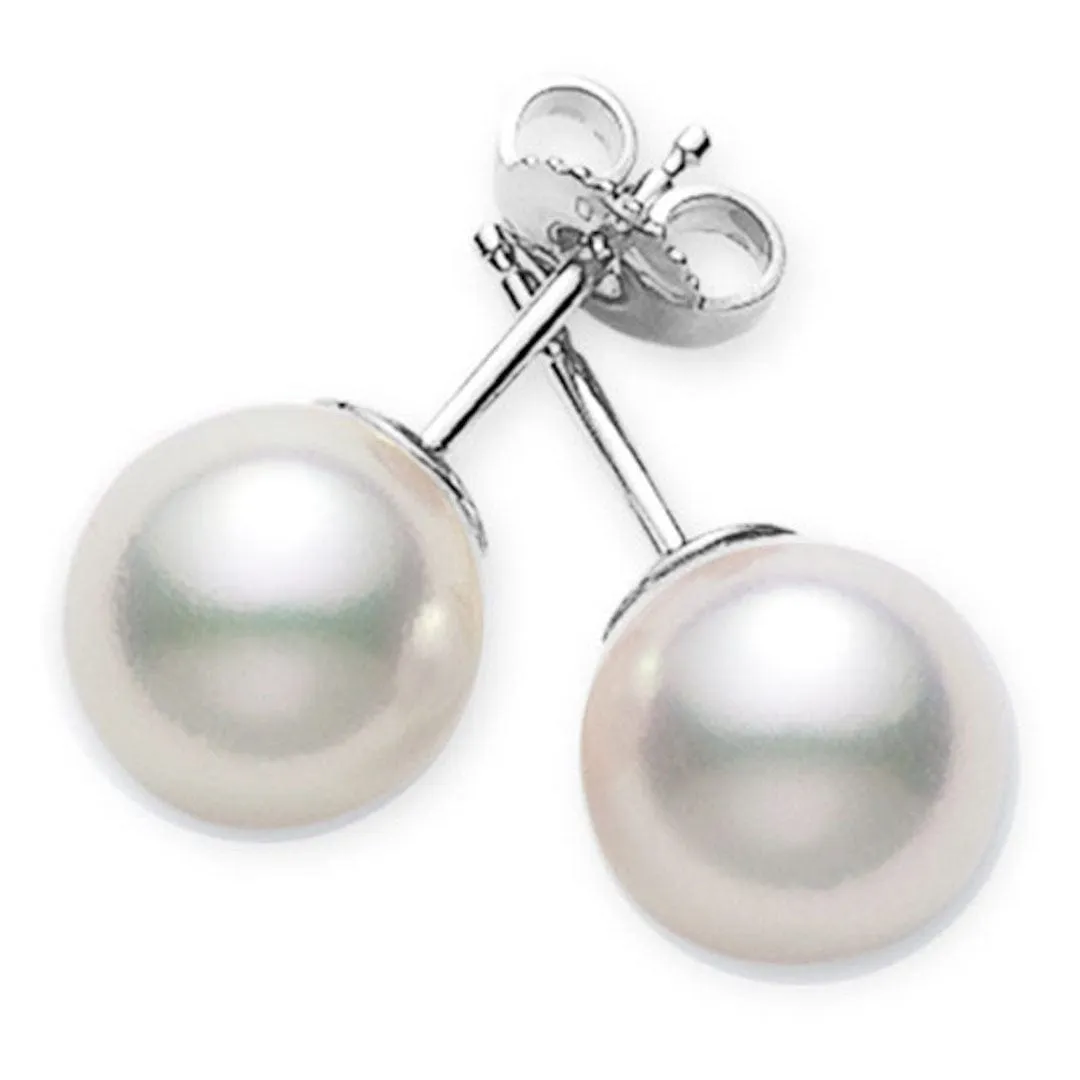 Mikimoto White Gold and A Akoya 7.5-8mm Pearl Stud Earrings
