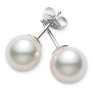 Mikimoto White Gold and A Akoya 7.5-8mm Pearl Stud Earrings