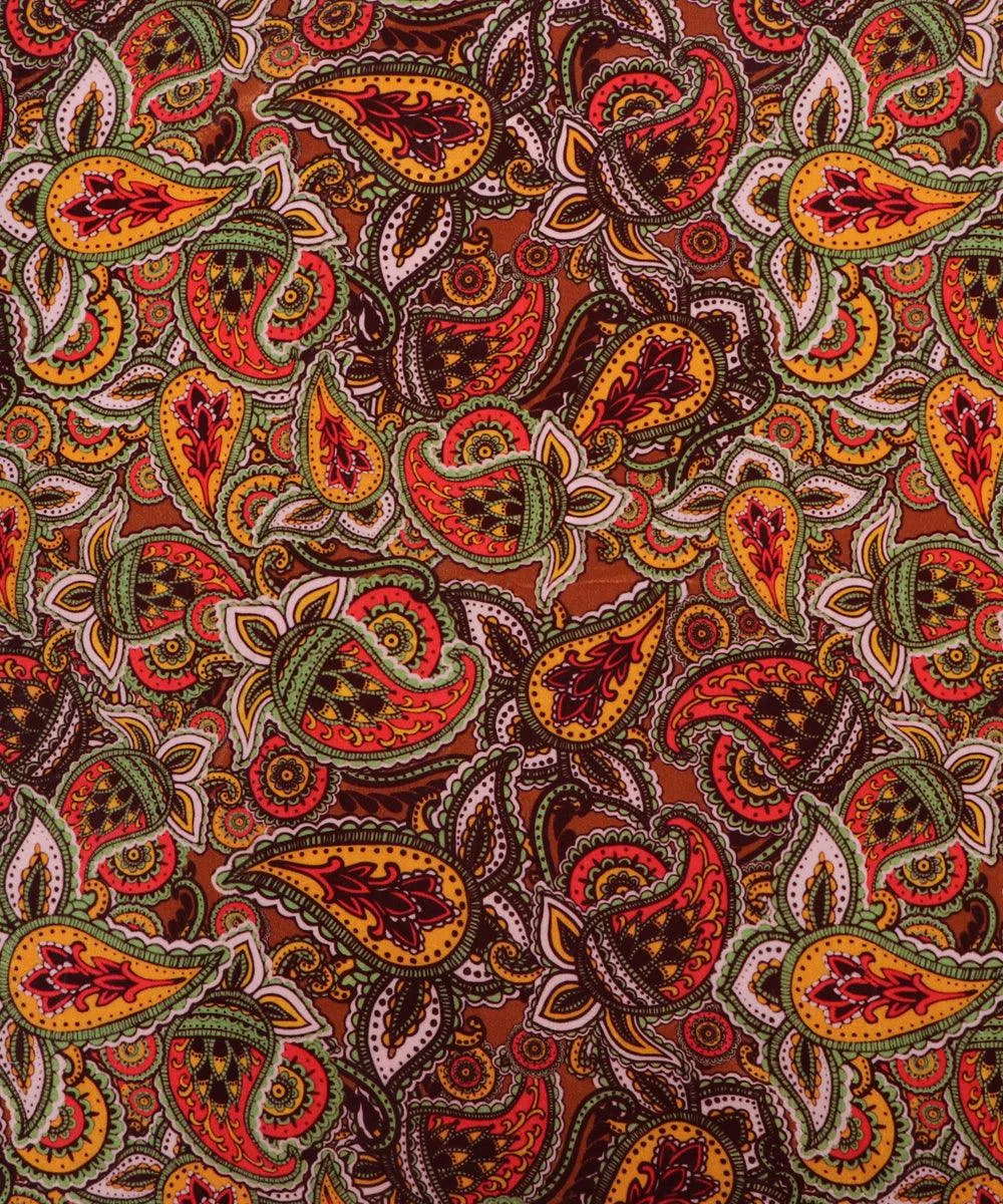 Multi Colour Paisley Print Digital Velvet Fabric