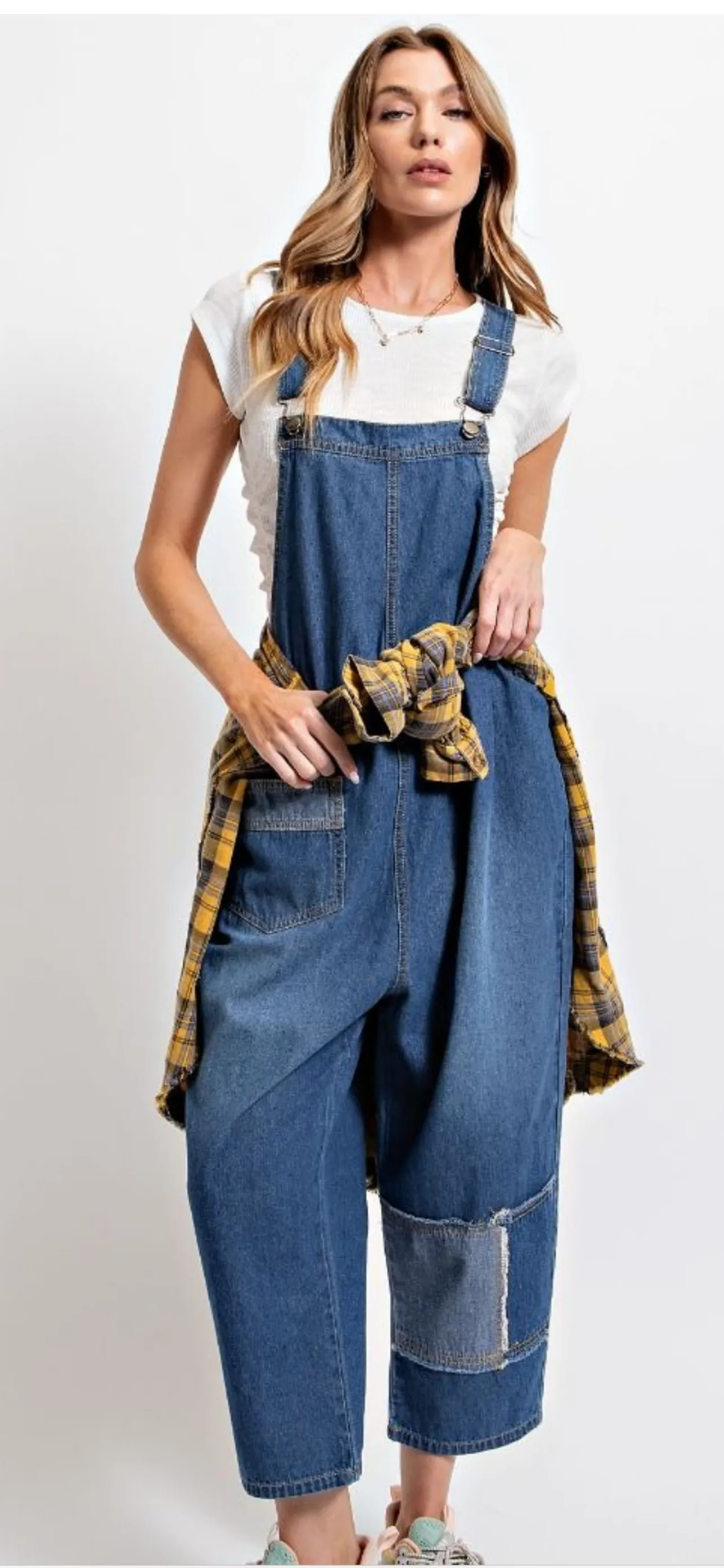 Patchwork Loose Fit Washed Denim