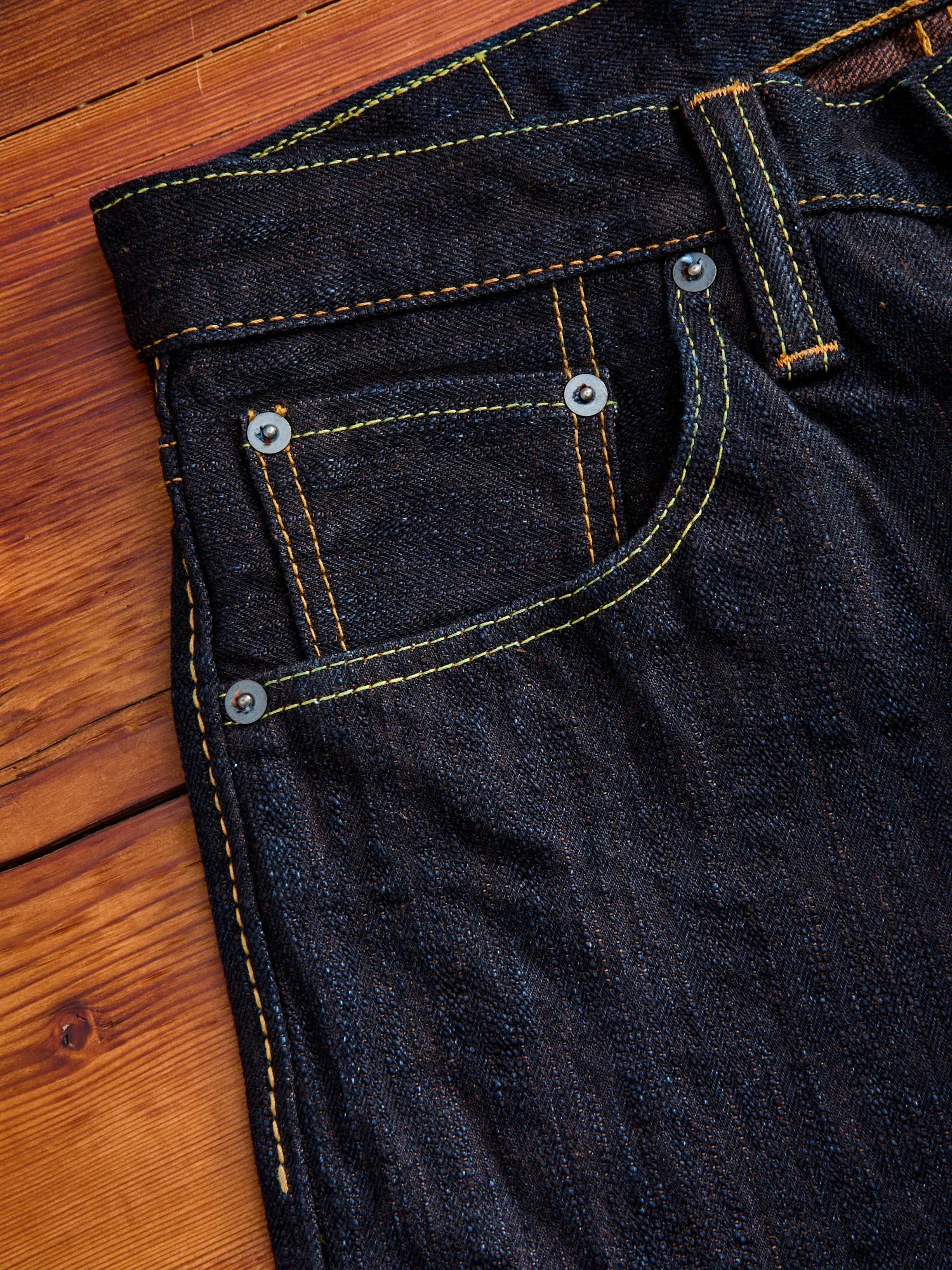 PER-EX-019-ID "Persimmon Extra Slub" 15oz Rinsed Selvedge Denim - Relaxed Tapered Fit