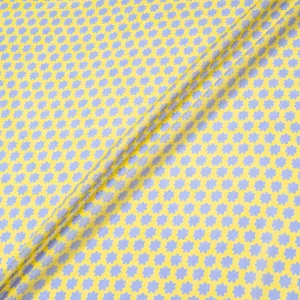 Periwinkle Blue Floral Printed Yellow Silk Georgette