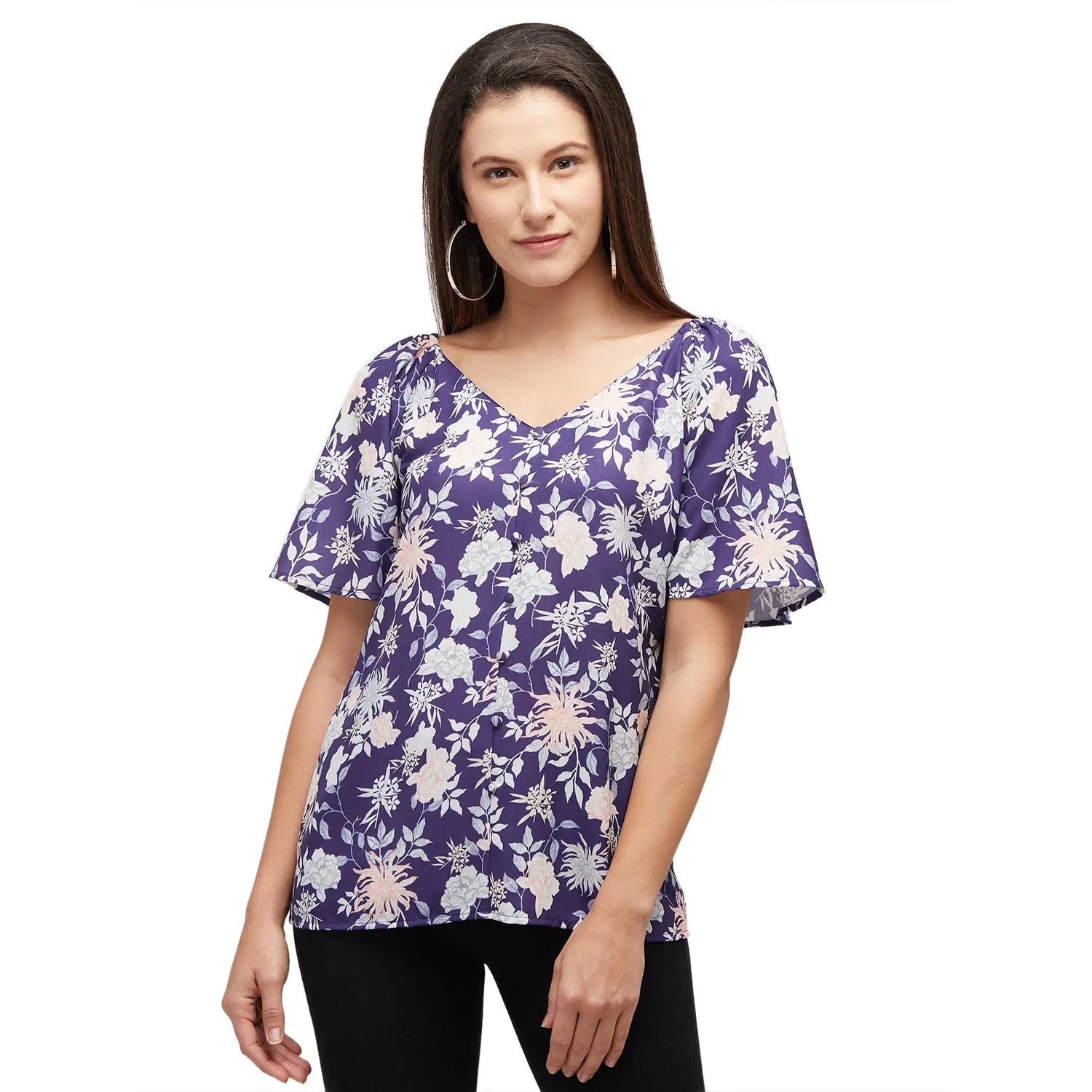 Purple Floral Printed Top
