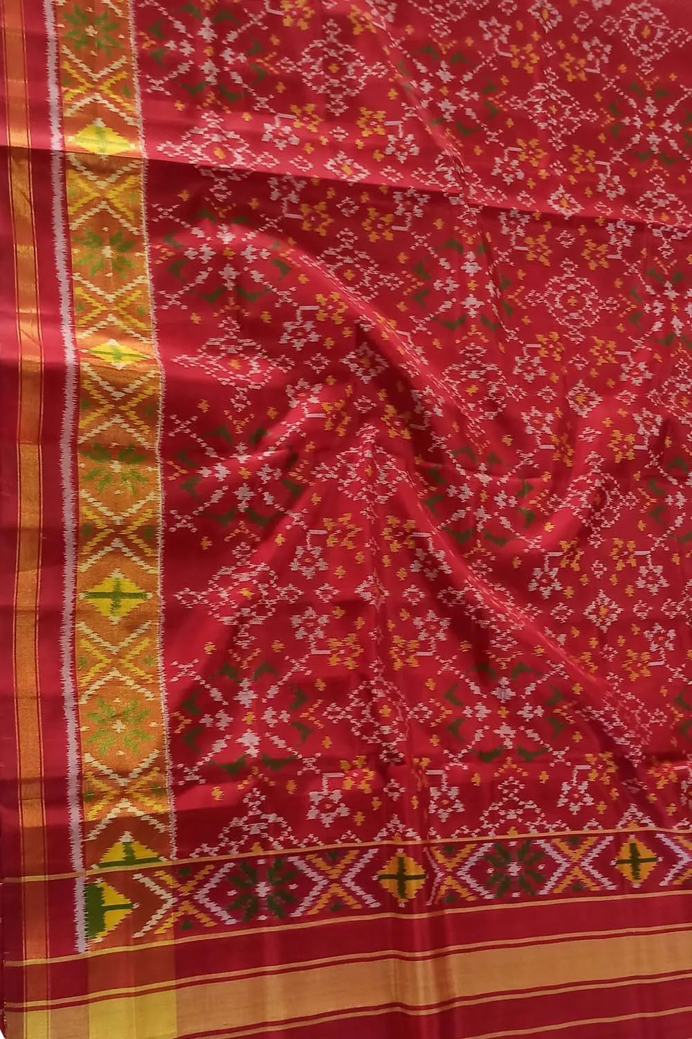 Red Handloom Single Ikat Rajkot Patola Dupatta