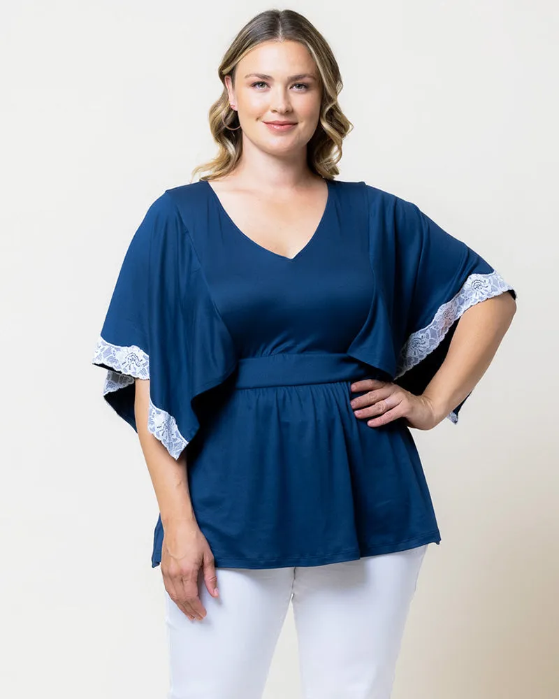 Sarah Lace Trim V-Neck Top - Sale!