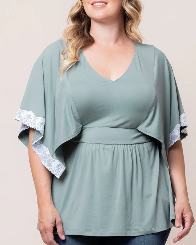 Sarah Lace Trim V-Neck Top - Sale!