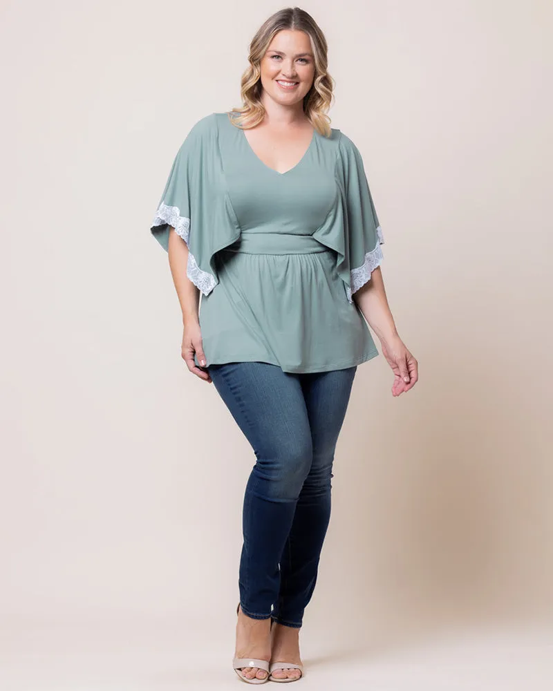 Sarah Lace Trim V-Neck Top - Sale!