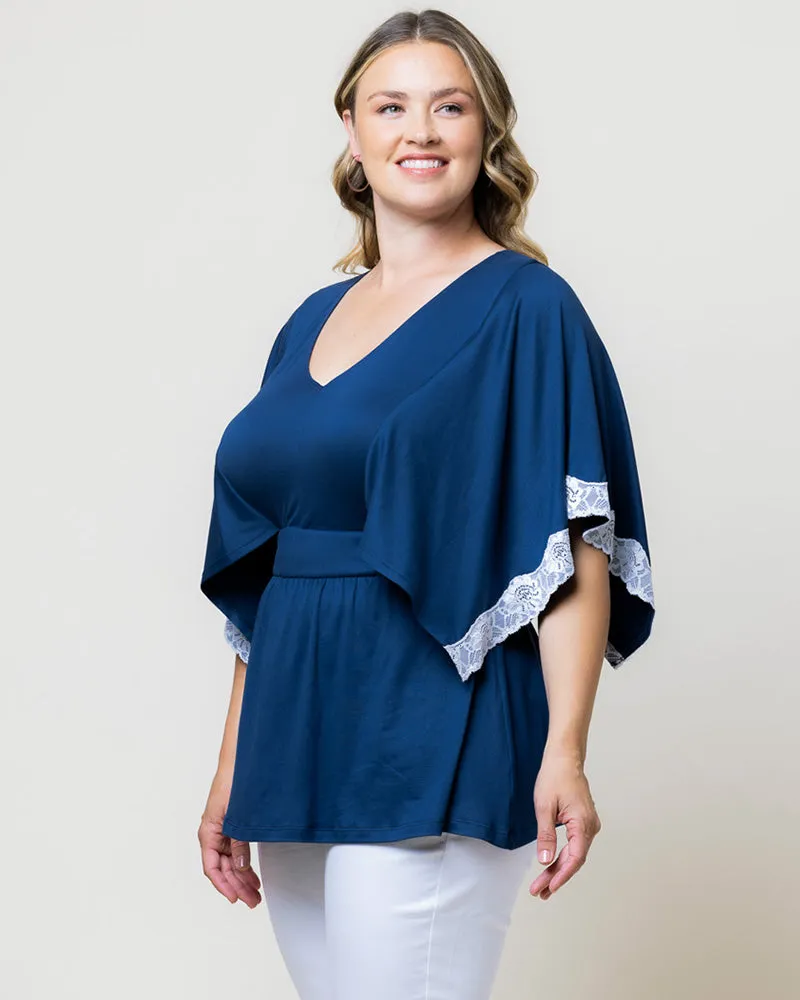 Sarah Lace Trim V-Neck Top - Sale!