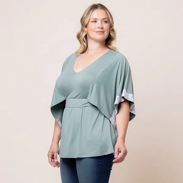 Sarah Lace Trim V-Neck Top - Sale!