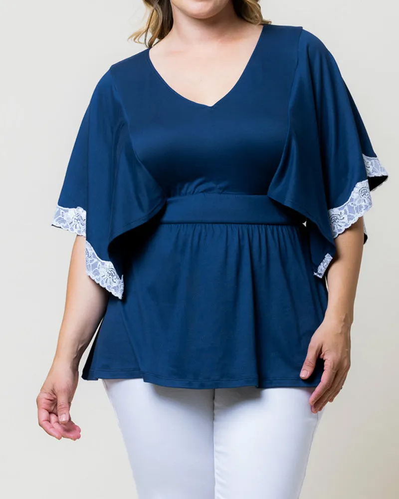 Sarah Lace Trim V-Neck Top - Sale!