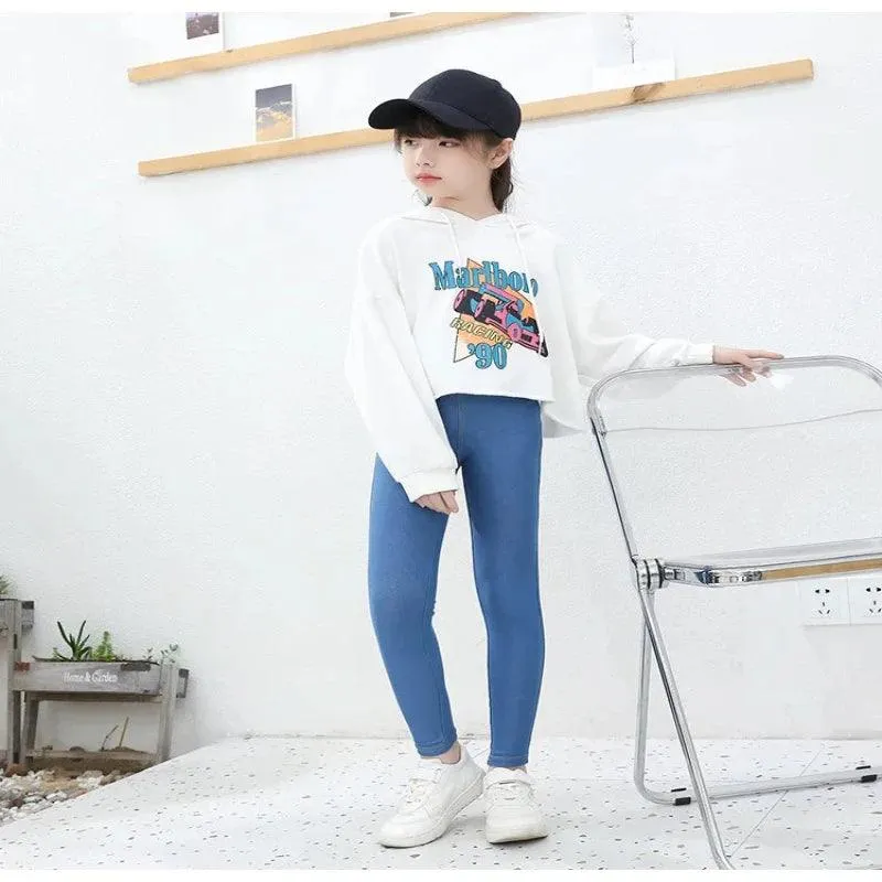 Spring Autumn Girl Pants Imitation Jeans For Girls