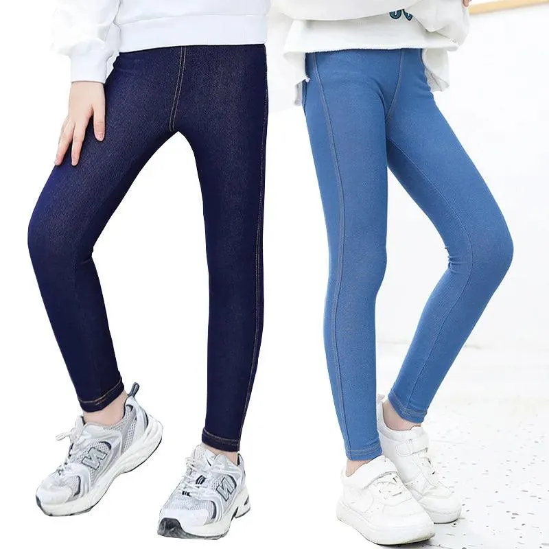 Spring Autumn Girl Pants Imitation Jeans For Girls
